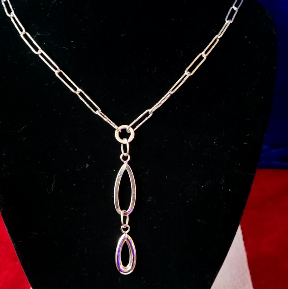 Elegant 10k White Gold Paperclip Chain Necklace Italy